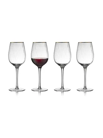 LYNGBY GLAS | Rotweinglas Set 4tlg. mit Goldkante PALERMO 40cl | 
